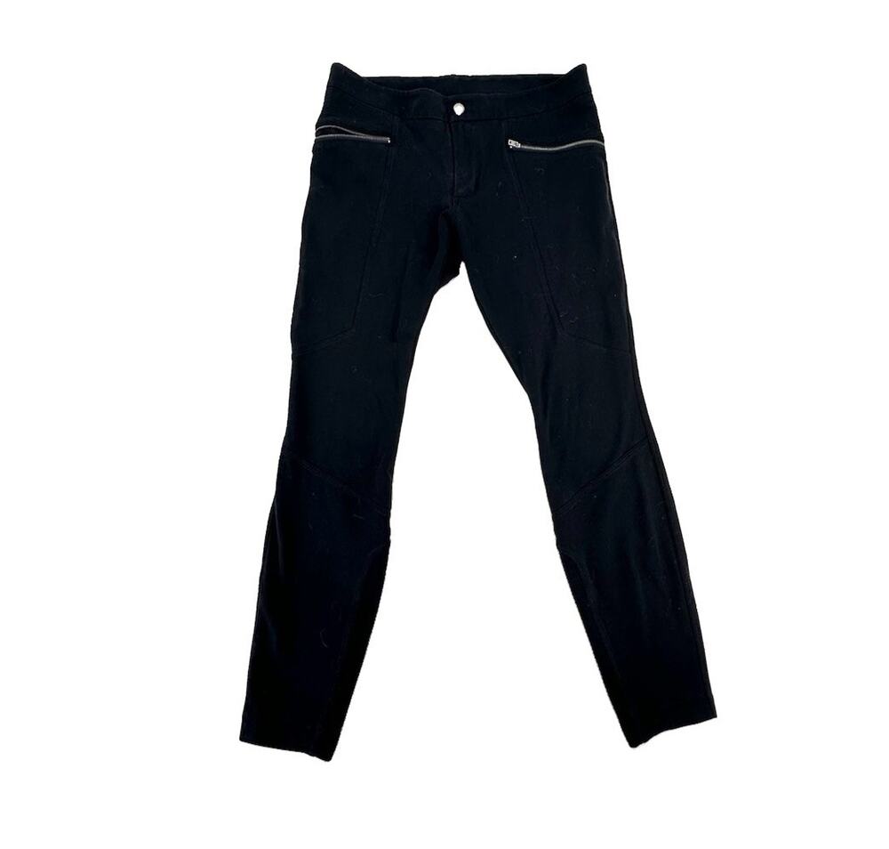 Athleta Size 4 Petite Women Black Ponte Moto Pants 25.5” Inseam N100v
